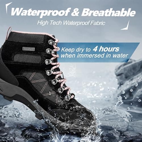 R CORD Hiking Boots Women Waterproof Womens Hiking Boots for Outdoor Trekking Camping Trail Outdoor Hiking Shoes for Women