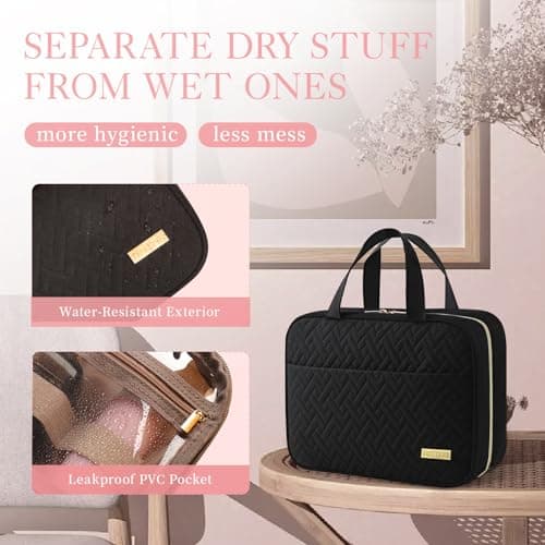 Big Compartment, Waterproof Travel Accessories, Makeup Organizer Cosmetic Bag for Cruise, Gift, Road Trip, Vacation, Medium HOTOR Hanging Travel Toiletry Bag Women Men Essentials Black B0CMLFBTHK