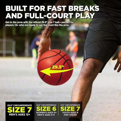 Lifeworks Rubber Basketball - Made for Indoor and Outdoor Games - Sold Deflated (Pump NOT Included)
