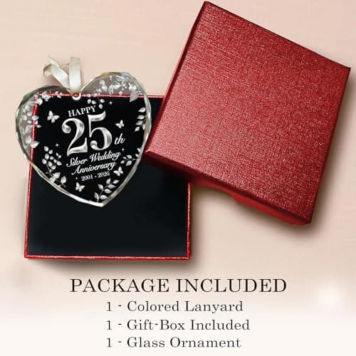 25th Wedding Anniversary Ornament 2001–2026, Silver Anniversary Wedding Gifts Keepsake, 25 Year Anniversary Marriage Gift for Couple, Wife, Husband B0G8KSNVCM