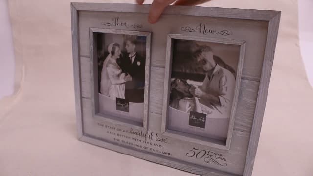 Then & Now 50th Anniversary Photo Frame, Wedding, Engagement, & Vow Renewal Couples Gift, Wooden Picture Frames with Sentimental Quote, 12-Inch x 9.5-Inch, Rustic Woodgrain, by Abbey & CA Gift