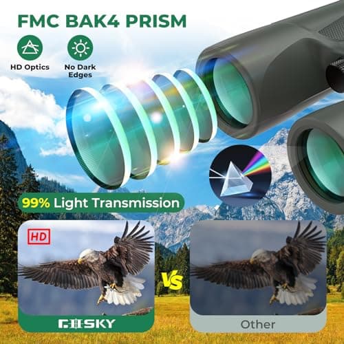 Gosky 10X42 HD Binoculars for Adults with Phone Adapter, High Power Binoculars with BAK4 Prism and FMC Lens, Waterproof Binocular for Bird Watching Hunting Traveling Outdoor Sports