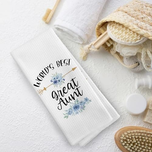 Great Aunt Gifts Kitchen Towels, Aunt Gifts from Niece Dish Towel Dishcloth 16x24 Inches, Auntie Appreciation Gift Decorative Absorbent Hand Tea Towels Decor