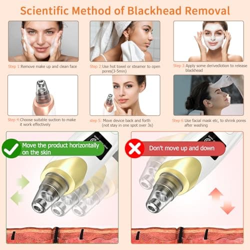 2026 Pore Vacuum, USB Rechargeable Blackhead Remover Vacuum,3 Levels Adjustable Pore Vacuum Blackhead Remover, with 5 Suction Power,6 Probes,Face Vacuum Pore Cleanser for Women & Men-Gold
