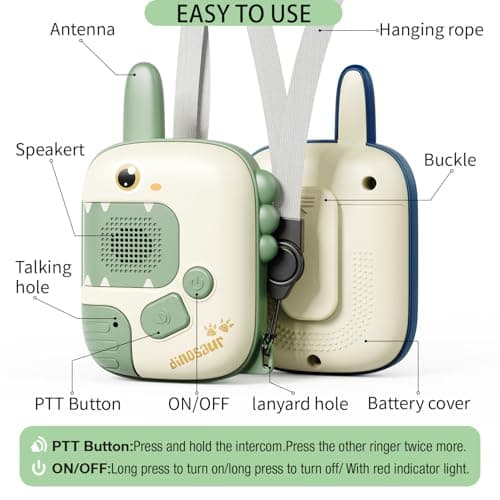 Dino Walkie Talkies for Kids,Dinosaur Toys for Kids 3-5-7,Toddler Kids Toys 2 Pack Birthday Gifts for 3 4 5 6 7 8 9 Year Old Boy Girls Toy for 3-12 Boys Outdoor Game,Easter Christmas Stocking Stuffers B0D9258QC7