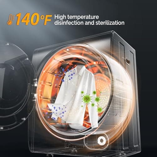 ROVSUN 110V Portable Clothes Dryer, High End Laundry Front Load Tumble Dryer Machine with Stainless Steel Tub & Simple Control Knob for Apartment, Dorm-850W, White