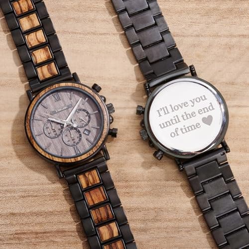 Vikingenes – Wooden Watches for Men, Engraved Wood Watch, Personalized Men's Gift, Viking Watches, Natural Wood Wristwatch, Luxury Wooden Chronograph, Custom Engraved Watch, Unique Gift for Men
