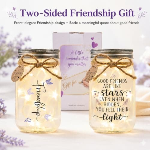 Thanksgiving & Christmas Gift for Women, Best Friend Gift for Women, Warm LED Keepsake for Birthdays and Farewells Friendship Gifts for Women, Best Friend Birthday Gifts Mason Jar Light B0FMD5RWXY