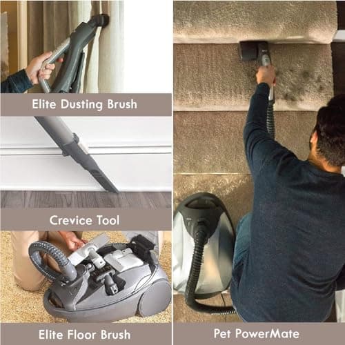 Kenmore Elite 81714 Pet Friendly Ultra Plush Lightweight Bagged Canister Vacuum with Pet PowerMate, HEPA, Extended Telescoping Wand, Retractable Cord, and 3 Cleaning Tools-Champagne