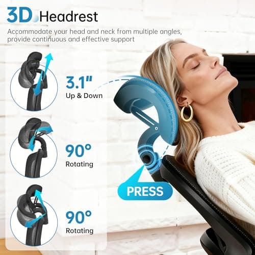 AreShark Office Chair Ergonomic Desk Chair,High Back Computer Chair with 3D Headrest & Armrests,Gaming Chair with Lumbar Support,90-135°Tilt Lock Mesh Office Chair with Footrest,Wheels,Black
