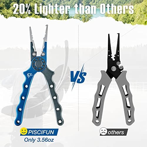 Piscifun Fishing Pliers, Saltwater Fishing Pliers with Split Ring, Fish Hook Remover, Corrosion Resistance Fly Fishing Pliers with Braid Cutters, Sheath and Lanyard, Fishing Gear Gifts for Men