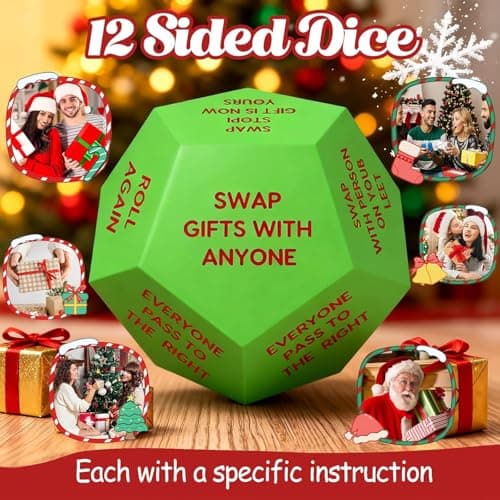 Santa Swap Gift Exchange Dice, 3 * 3in Exchange Gifts Family Game, Christmas Stocking Stuffers Gift Exchange Dice Games for Boys and Girls, Gifts for Xmas, Birthday, Party and Family Night, Holiday