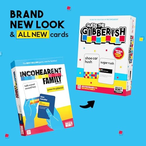Guess The Gibberish Card Game for Families by Relatable, From The Creators of Incohereant, Fun Kids Games for Kids 12+, Game Night With Friends, Includes 400 Cards, Instructions, and 1 Sand Timer
