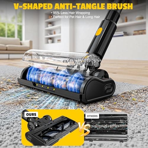 LIVOWALNY Cordless Vacuum Cleaner Compatible with DeWalt 20V Battery, 350W Brushless 40kPa Suction, 0.8L Dual Dust Cup, LED Floor Brush & 180° Flex Wand for Hardwood & Carpet (Battery Not Included)