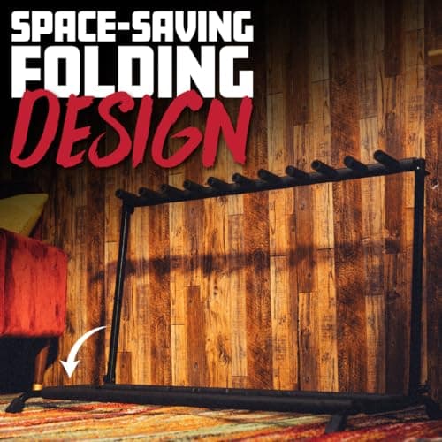 Rok-It Gator Multi Guitar Stand Rack with Folding Design, Holds up to 10 Electric or Acoustic Guitars (RI-GTR-RACK10)