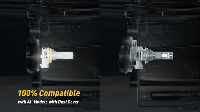 AUXITO H11 Light Bulbs, 40000LM 6500K Cool White H9/H8/H11 LED Fog Light Bulbs with Fan 1:1 Mini Size, CANbus Ready No Flicker, Pack of 2