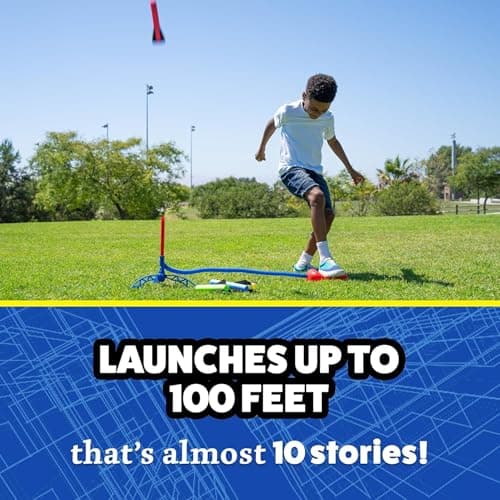 Fun Outdoor Toys for Boys & Girls, Ages 3 & Up - Soft Foam Blaster Set Soars Up to 100ft - STEM Toys for Outside & Backyard Stomp Rocket Jr Multi-Color Rocket Launcher for Kids, 8 Rockets B00G466HBU