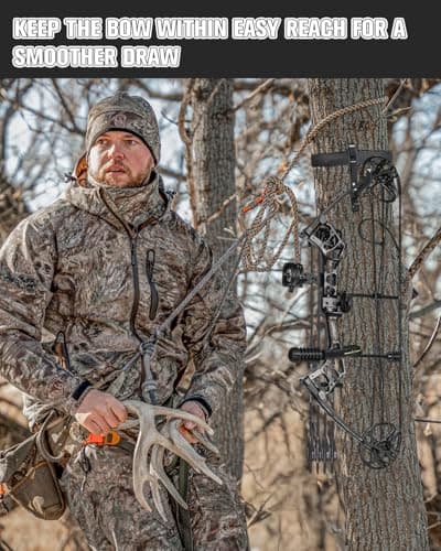 Treestand Bow Hanger with Strap - Saddle Hunting Bow Hanger - Folding Lightweight Bow Hanger with Backpack Hook - Bow Hunting Accessories Crossbow Bow Hanger - Mobile Hunting