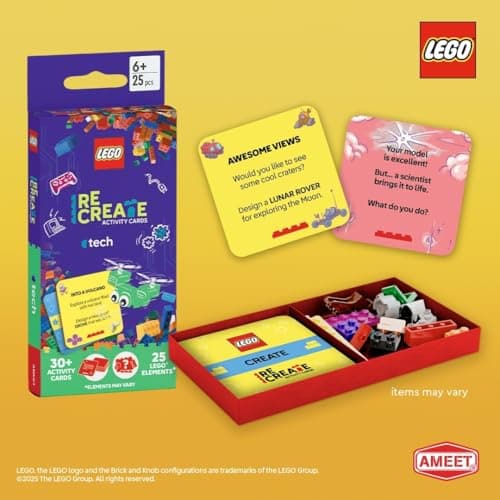 LEGO Recreate Activity Cards – Tech | Build & Play Game with 30+ Activity Cards & 25 LEGO Elements | Ages 6+