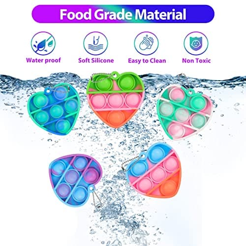 Valentines Day Gifts for Kids Classroom Prizes Student Mini Pop Keychain It Small Fidgets Birthday Goodie Bag Stuffers Filler Heart Pop Fidget Toys Bulk Its Valentine Party Favors for Kids 30 Pack B0BJNQMM9T