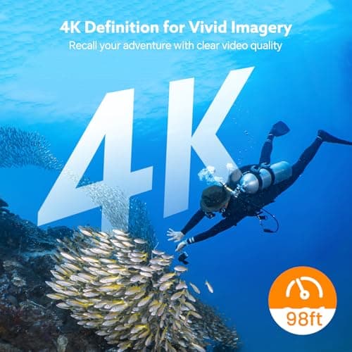 Losfom Z10 4K Action Camera, 128GB Wearable Sports Camera with Waterproof Case, Magnetic Clip, and Quick-Mount Accessories, Small Body Cam for Cycling, Diving, Travel (No WiFi No Bluetooth