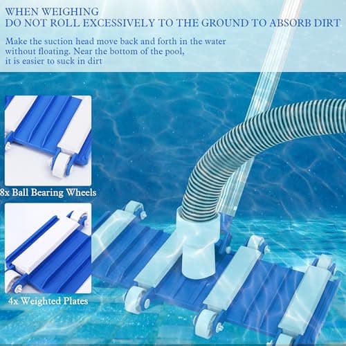Zhengjiake Pool Vacuum Head with Wheels,14" Heavy Duty Head, Pool Cleaner Vac Head, Flexible Swimming Pool Vacuum Head with Swivel