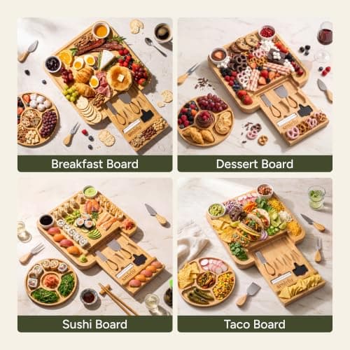 SMIRLY Charcuterie Board Set - Large Bamboo Cheese Board for Serving - House Warming Gifts New Home, Wedding & Bridal Shower Gift, Birthday Gift for Women
