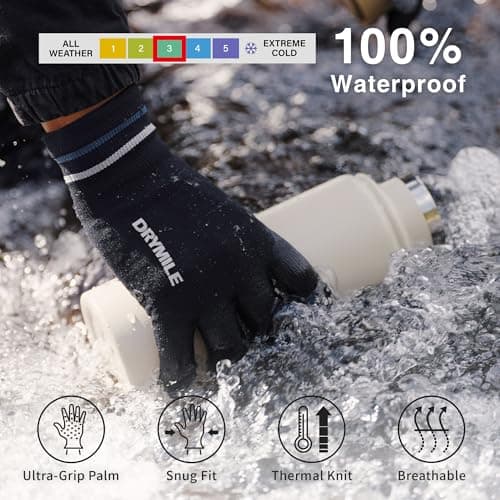 DRYMILE HYLA Waterproof Dexterity Gloves – All-Weather Wool Blend Gloves for Men & Women – Touchscreen & Non-Slip Grip – Hiking, Cycling, Fishing, Hunting & Work.