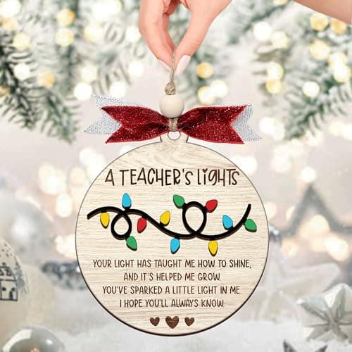 Heartfelt teacher Christmas ornament. A thoughtful thank you gift for teachers that shines with appreciation. Ready to hang. Teacher Christmas Ornaments – Best Merry for Teachers (B48) B0D9GZF921