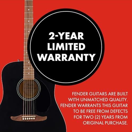 Fender California Debut Redondo Series Acoustic Guitar, Beginner Guitar, 2-Year Warranty, Black