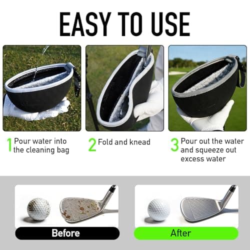 GAIARENA Golf Cleaning Bag Pouch Golf Ball Washer Club Cleaner with Scrub and Wipe Cloth Gifts Ideas for Golfers On-Course Golf Accessories B0GCX81D1Y