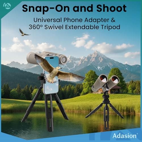 8x42 HD Binoculars for Adults High Powered with Phone Adapter and Tripod, Super Bright BAK4 Prism Waterproof Binoculars for Bird Watching Hunting Hiking Safari Travel Sports