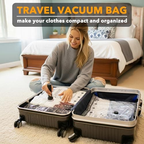 SpaceAid Travel Vacuum Bags for Luggage with Electric Pump, 24 Pack Vacuum Seal Bags for Clothing Travel, Space Saver Compression Bag for Backpack and Suitcase