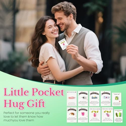 Pocket Hug 10 Sets, DIY Cute Mini Encouragement Gifts with Cute Resin Tokens Inspirational Thinking of You Keepsake Long Distance Friendship Appreciation Gifts for Friends Family Coworkers B0F1SNXLSH