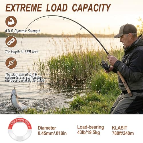 KLASIT Fishing Line 788FT,Invisible Monofilament Fishing Wire,Supports 43 Pounds Strong Nylon Invisible Thread for Hanging Decorations,Balloon Garland,Crafts,Picture Display