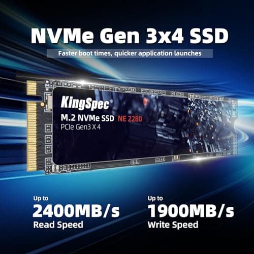 KingSpec SSD 256GB, M.2 NVMe Gen3x4 SSD 2280 - Up to 2400MB/s, Internal Solid State Drive with 3D NAND Flash, Compatible with Desktop and Laptop