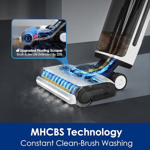 Tineco Floor ONE S7 Steam Cordless Wet Dry Vacuum Steam Mop All-in-One, Floor Washer for Sticky Mess Clean Up on Hard Floors with Digital Display, Self-Cleaning, Edge Cleaning, Safe for Kids & Pets