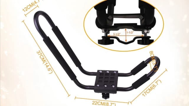J-Bar Roof Rack Kayak Carrier Holder Boat Canoe Surf Ski Snowboard Holder Mounted on Top Crossbar SUV Truck 2 Pairs Steel