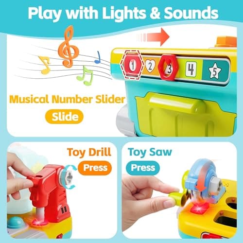 Infant Shape Sorter Activity, Kid Pounding Game, Toddler Learning Toy, 1st Birthday Gift 12 18 24 Month Girl Age One 1 2 3 Yr iPlay, iLearn Toddler Musical Workbench Toy, 1 Year Boy Gift, Baby Tool Set B0CWNGN5V2