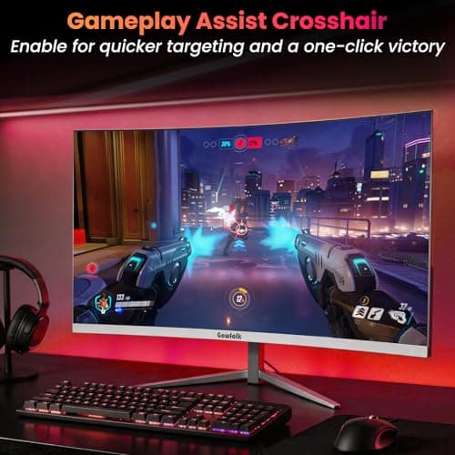 Gawfolk 27" Curved Gaming Monitor, 180Hz/200Hz FHD 1920x1080 1800R Immersive VA Panel, 1ms Response Time, FreeSync, Built-in Speakers, HDMI, VESA Mountable, White