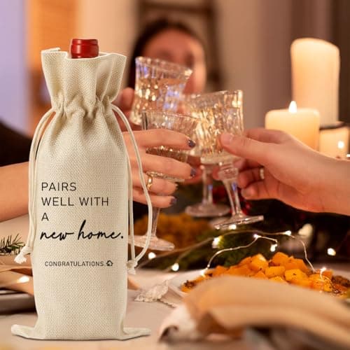 Housewarming Gift Realtor Closing Present for Home Buyers, 750ml Drawstring Wine Bottle Bag Housewarming House Warming Gifts New Home Wine Bag Gift for New Homeowners B0FVXJ488R