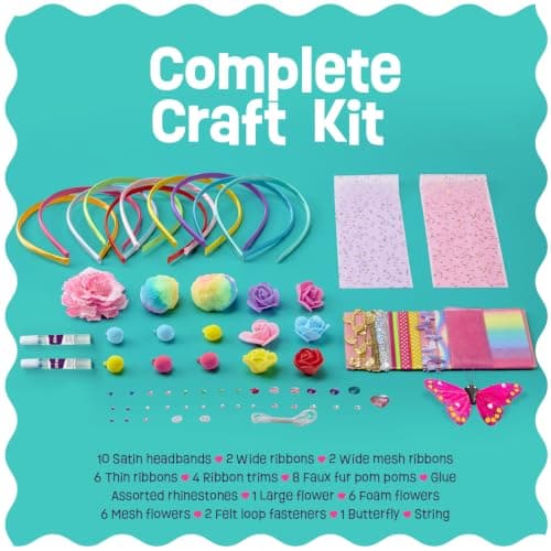 Pretty Me Headband Making Kit for Girls - Arts & Crafts Gift - Make Your Own Fashion Headbands for Kids - DIY Hair Accessories Set - Gift for Ages 5-12 Year Old Girl - Little Kids Art & Craft Gifts