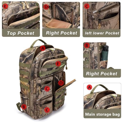 Tactical Camo Backpack for Men Women Waterproof Durable MOLLE Backpack Camping Hunting Emergency Preparedness