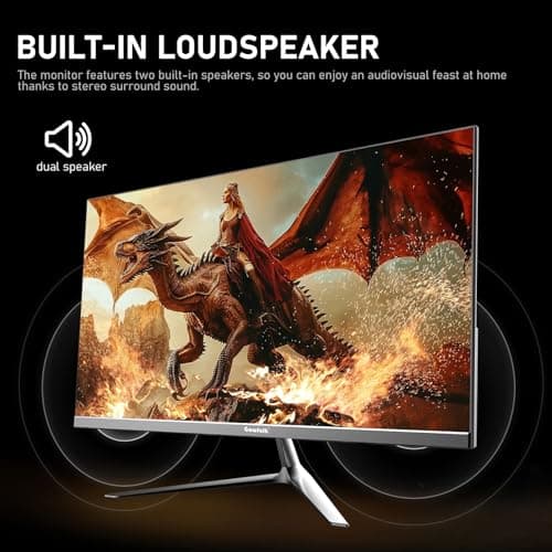 Gawfolk 24.5 Inch PC 200Hz Gaming Monitor, FHD 1080p screen, Built-in speakers,1ms without Bezel, freesync, 99% sRGB, 178 ° Angle View, HDMI、DisplayPort, Compatible with wall mounting 75*75MM - Black