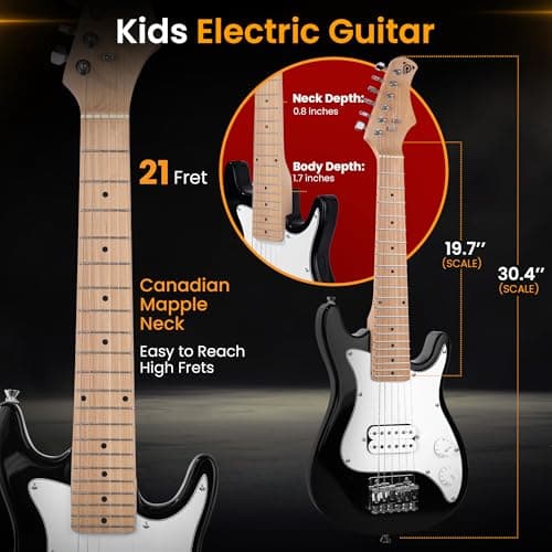 Pyle Kids Electric Guitar Starter Kit with Amplifier, 30” Mini Instrument w/ 10W Amp & Complete Accessories, PEGKT30