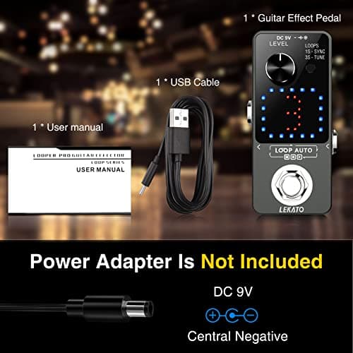 LEKATO Looper Pedal,Guitar Looper Pedal for Electric Guitar&Bass Loop Pedal with SYNC & Tuner Function Triple Effect Guitar Looper with LED Screen Unlimited Overdubs 3 Loops 18 Minutes Record Time