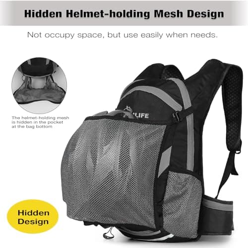 Bicycle Cycling Backpack - Water Resistant Biking and Bike Commuter Lightweight Backpack with Helmet Mesh Holder, Men and Women