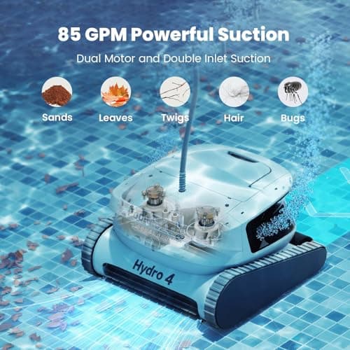 Chasing Hydro 4 Pool Vacuum for Inground Pools | 210-Min Battery Pool Robot for Floor, Wall & Waterline Cleaning | Smart App Control | 5070 GPH Suction Perfect for Pool Opening Season