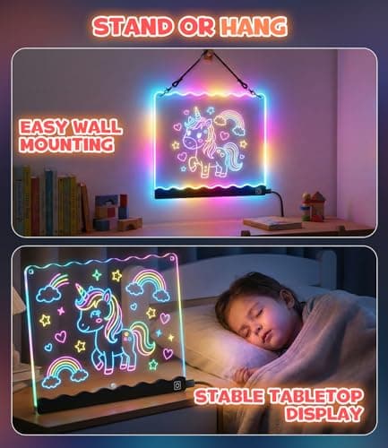 USB-C 10" Light Up Coloring Pad, 7 Color Doodle Glow Tablet, 7 Pens, 10 Tracing Sheets, Unicorn Birthday Gift Age 4 5 6 7 8 9 LED Drawing Board for Girls, Arts Gifts Kit and Crafts Toys for 3+ Year Old B0GDCX74KL