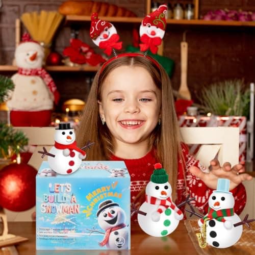 Christmas Xmas Birthday Gifts for Teen Boys Girls,Easy-to-Shape Air Dry Modeling Clay,Encourages Creativity&Motor Skills Christmas Crafts Stocking Stuffers for Kids,9 Pack Clay Build Snowman Kit B0FC2LQDQP